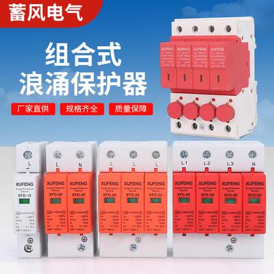 SPD浪涌保护器家用防雷器220V光伏避雷模块2P/3P/4P电涌三相380