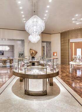 商场首饰展示柜翡翠黄金异形陈列柜台金属玻璃精美珠展示柜货柜