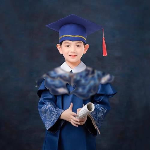 正品儿博士园服童幼儿学式士服毕业照博士帽簪花云肩国风学生新中