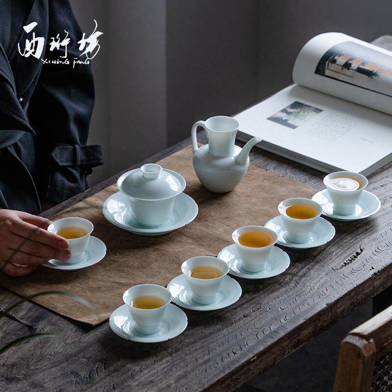 彷宋景德镇手工影青瓷功夫茶具套组家用客厅盖碗茶壶茶杯礼盒整套