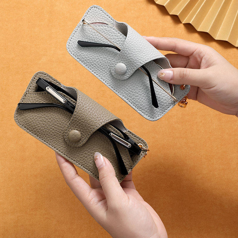 抗压手工皮革太阳眼镜盒墨镜盒高级感男便携式眼镜袋链条挂包防压