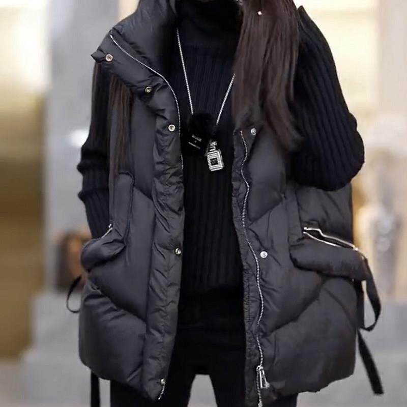 羽绒棉马甲女外穿2025春秋新款欧货马夹上衣宽松保暖无袖背心外套