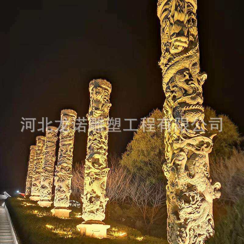 花岗岩石雕龙柱景区大门雕刻盘龙柱城市建设广场园林景观石雕龙柱