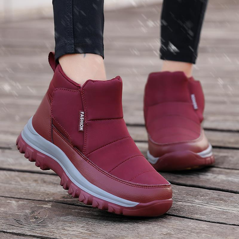 正品哈棉滨鞋女季加绒妈妈东冬北雪地靴加厚防尔滑老人鞋中老年保