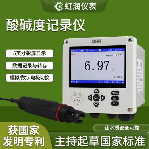 虹润PH计酸碱度记录仪表线上检测工业水质污水处理感测器电极PH80