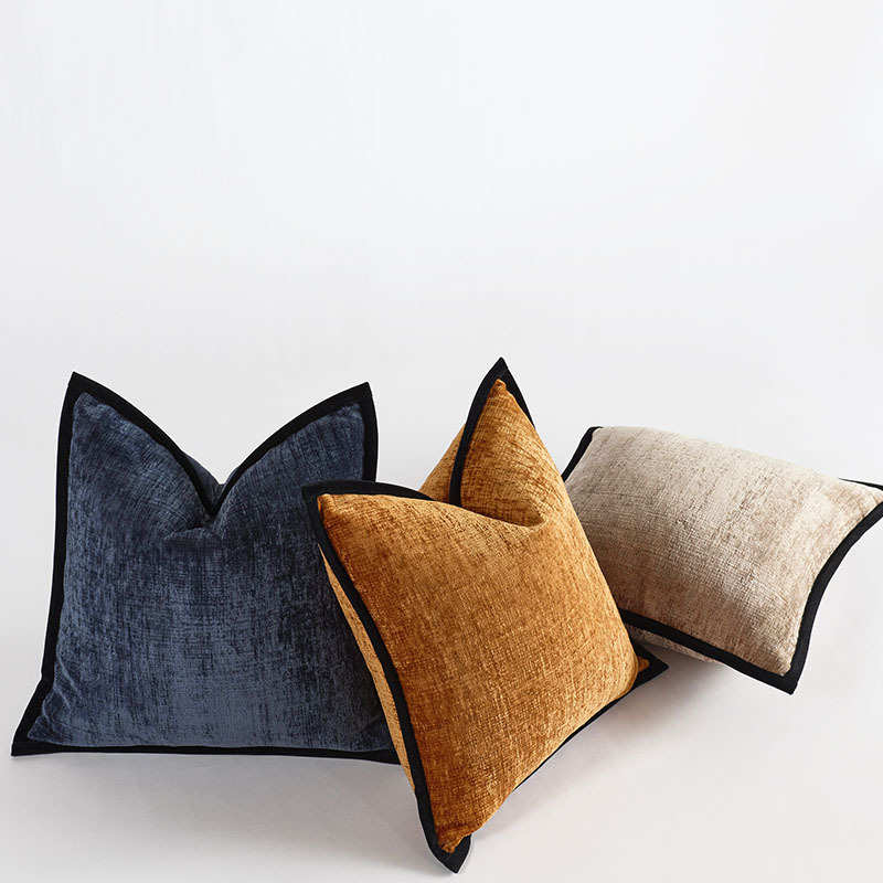 加厚雪尼尔抱枕纯色白色红色靠枕客厅沙发方形靠垫套简约