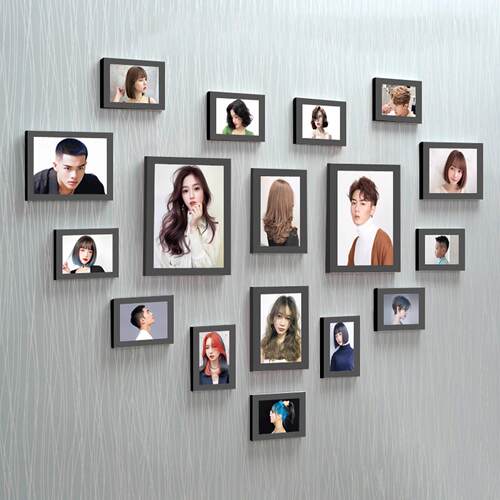 理髲店墙面装饰画 画发廊壁画 画发型图片挂画 画美发店背景墙装