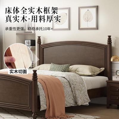 8乡村美式木床复古1.5米1.双人床现简实约法XRI式轻奢婚床代主卧