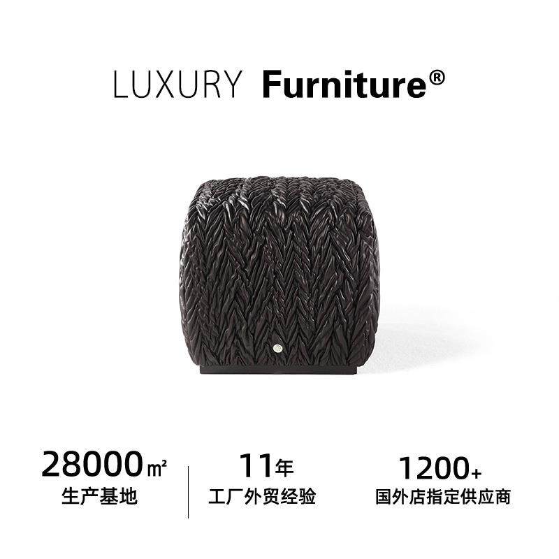 RobertoCavalli罗伯特卡沃利意大利出口原装刺绣方形皱纹梳妆凳