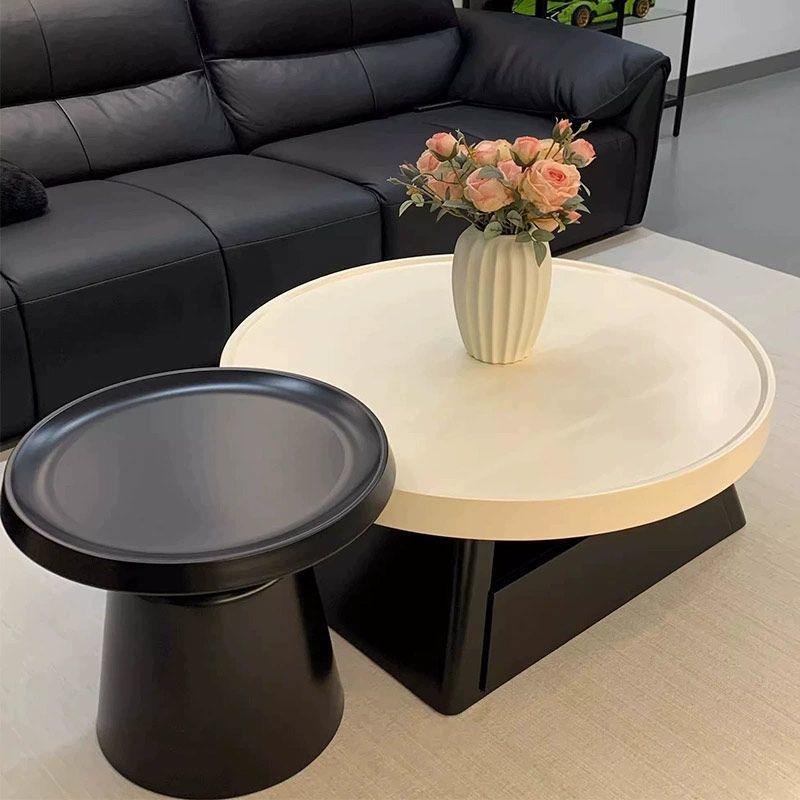 新款奶油风小户型高级茶几2025客厅现代轻奢简约个性家用圆形组合