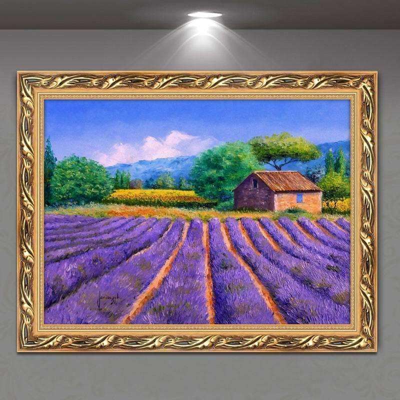 欧式墙画复古装饰画客厅单幅风景挂画乡村,田园卧室床头油画熏衣