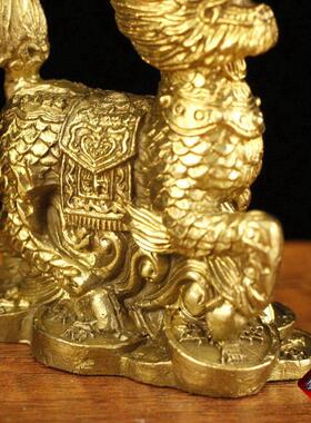 纯黄铜小金钱麒麟摆件铜麒麟摆设礼品家居工艺品装饰品摆件
