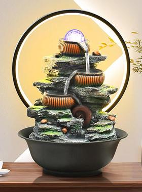 创意假山流水摆件循环水球装饰客厅办公室桌面小型喷泉招财风水轮