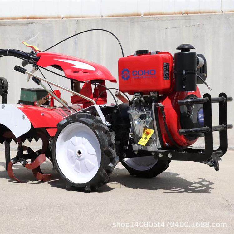 果园树行小型后旋微耕机微型旋耕除草机柴油195风冷四驱旋耕机