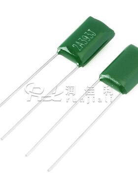 厂家直供 2A393J涤纶电容100V 0.039UF 39NF直插绿色聚酯薄膜电容