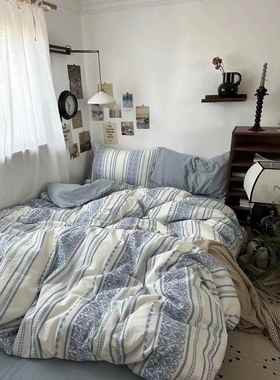 森系设计师款色提花水洗38511复古工艺款四棉件波西米亚织套风文