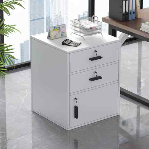 文件柜办公室桌下资料柜抽屉式储物柜收纳置物柜矮柜移动木质边柜