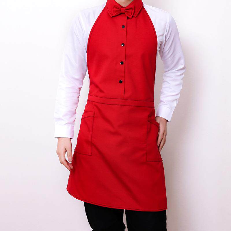 西餐厅围裙帆布工装男咖啡师奶茶店美甲美发工作服女印logo