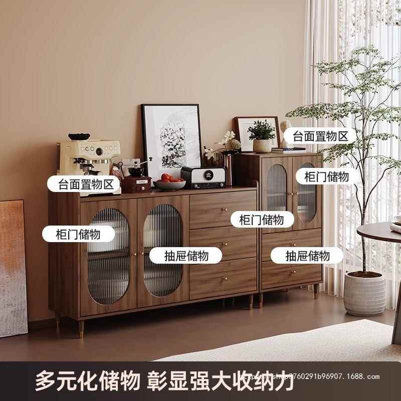 餐柜高低组合落地靠墙立柜古厅玄关置中物柜边D9986233胡桃客色收
