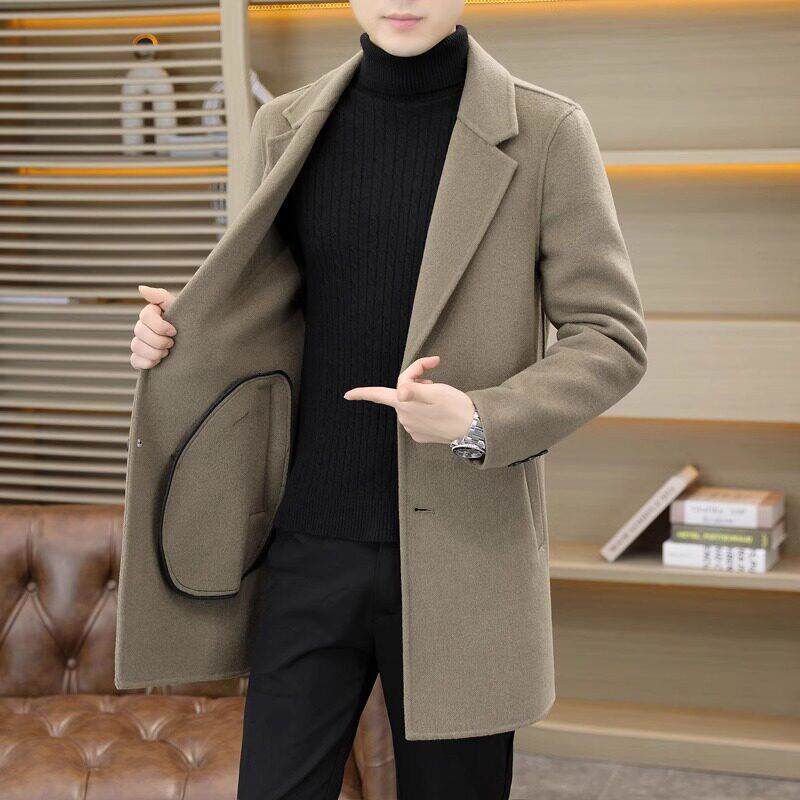 双面呢商务毛呢大衣男春秋新款高级感羊毛中长版加厚呢子休闲外套