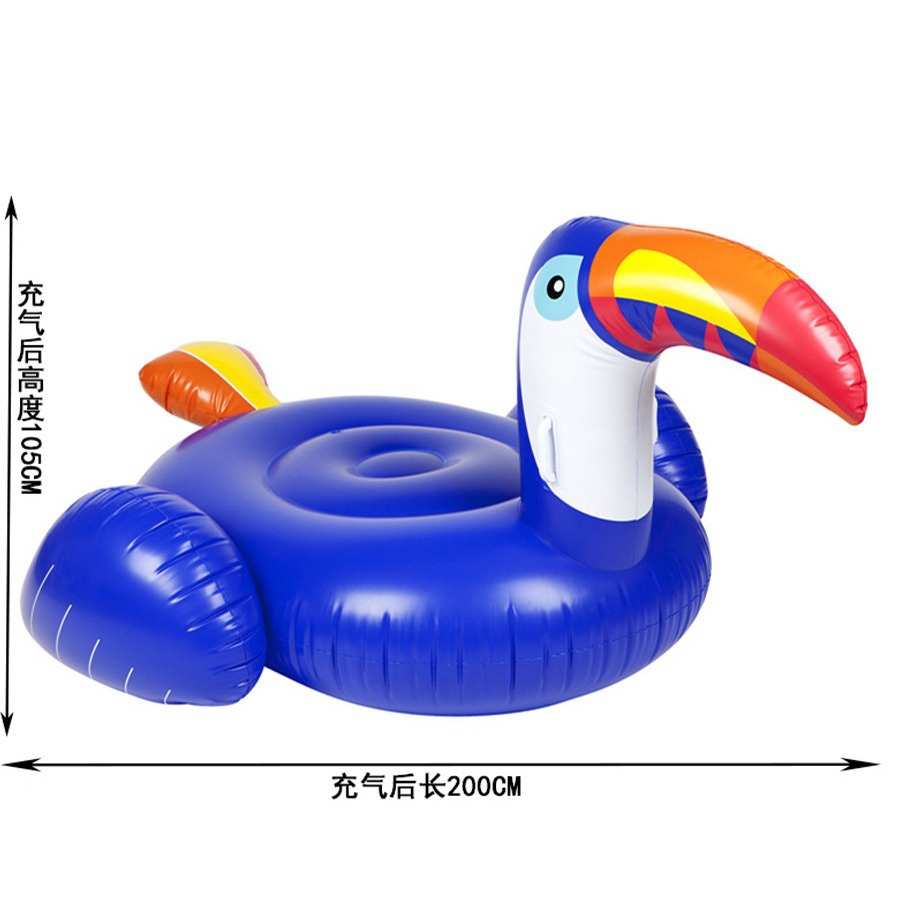 批发蓝色巨嘴鸟浮排 大型充气浮床水上漂浮气垫 大嘴鸟犀鸟游泳圈