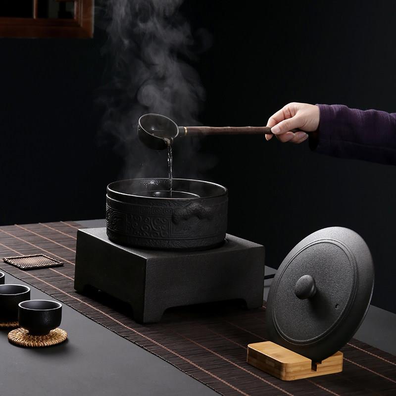 德化县手工紫泥茶具组含电陶炉 复古中式陶瓷煮茶壶带盖功夫茶具