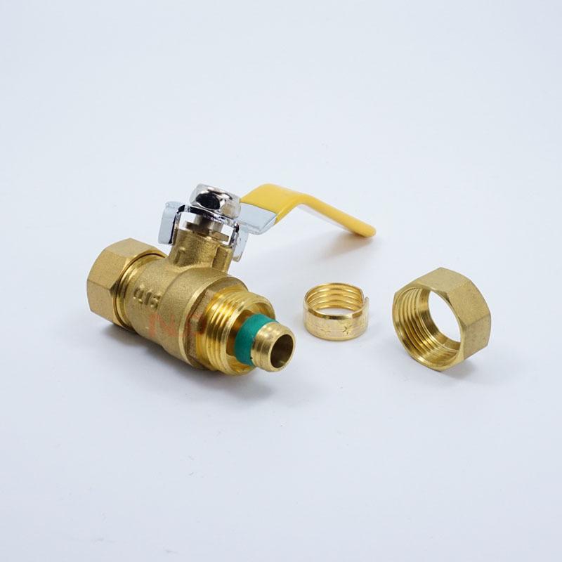 黄铜复合铝塑管球阀  卡套式等径铝塑管铜接头  内外丝阀门  1216