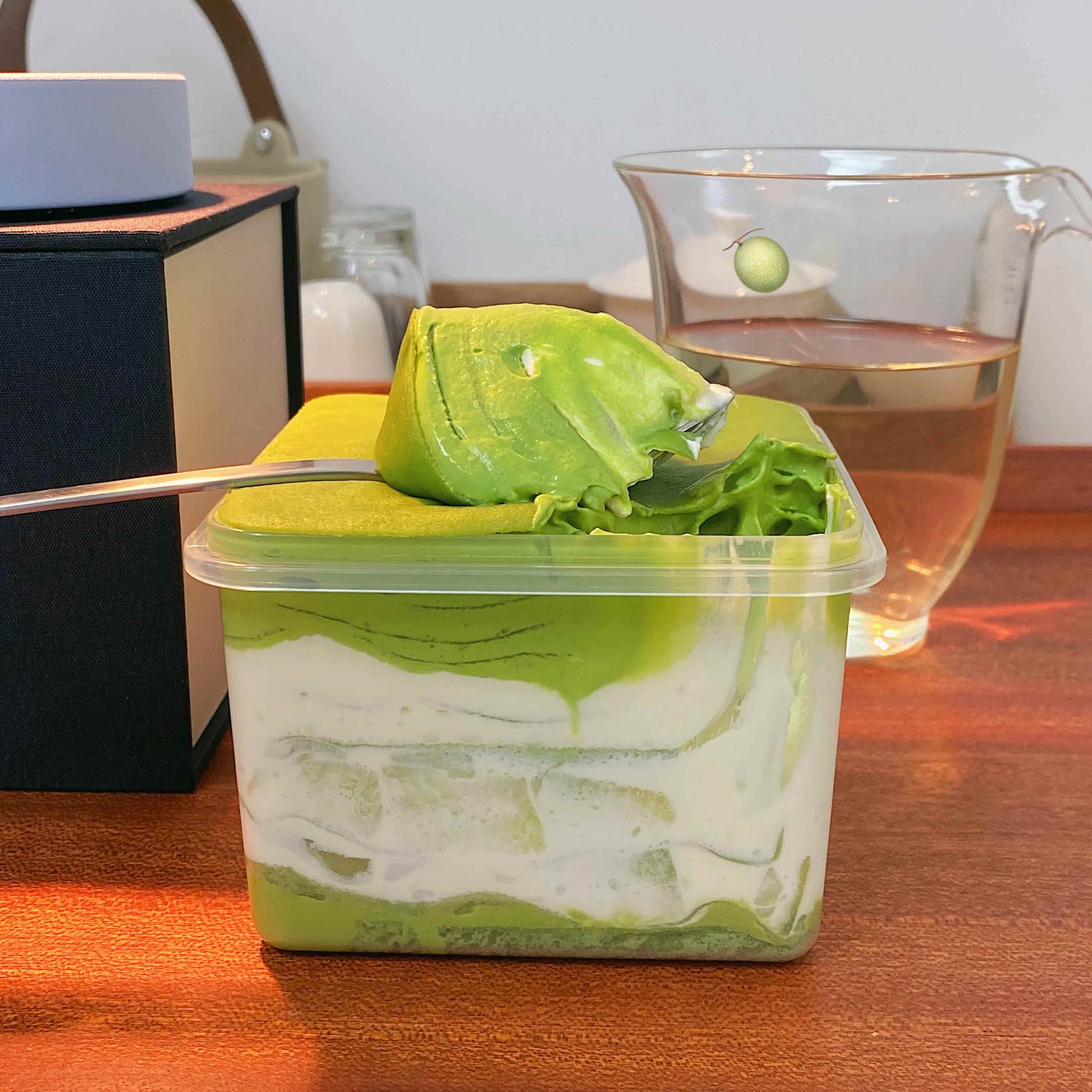 抹茶千层蛋糕小春日食 抹茶千层蛋糕玄米蜜瓜紫米芒果动物奶油甜