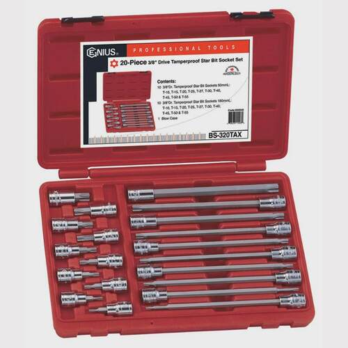 Genius天赋工具3/8″10mm系列20件套星形中空旋具套筒组BS-320TAX