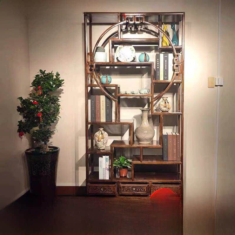 博古架实木中式多宝阁明清古典茶叶展示柜书架隔断置物陈列架摆件