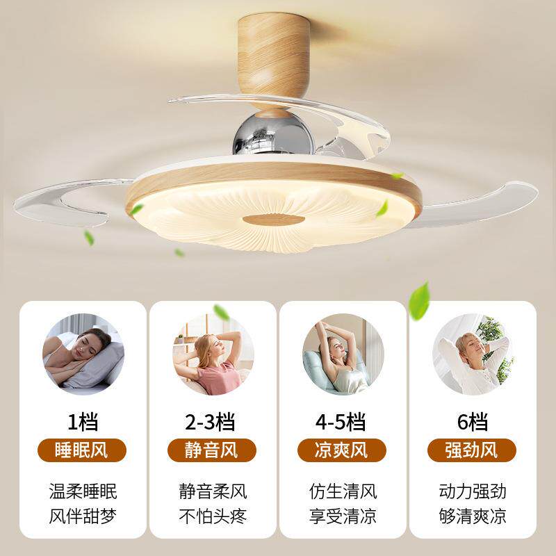 新款奶油风风扇灯餐厅吊扇灯法式电扇灯隐形吊扇灯卧室房间风扇灯