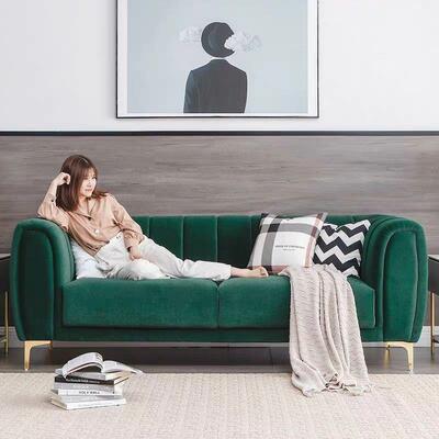 北欧轻奢沙发小户型现代客厅简约北欧风格丝绒布艺网红款nis墨绿