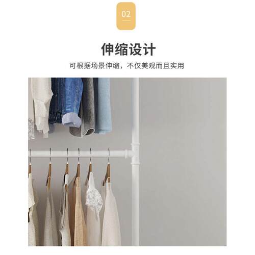 家用儿童三层晾衣架简单hx双层挂衣服省空间单杠落地折叠小型衣架