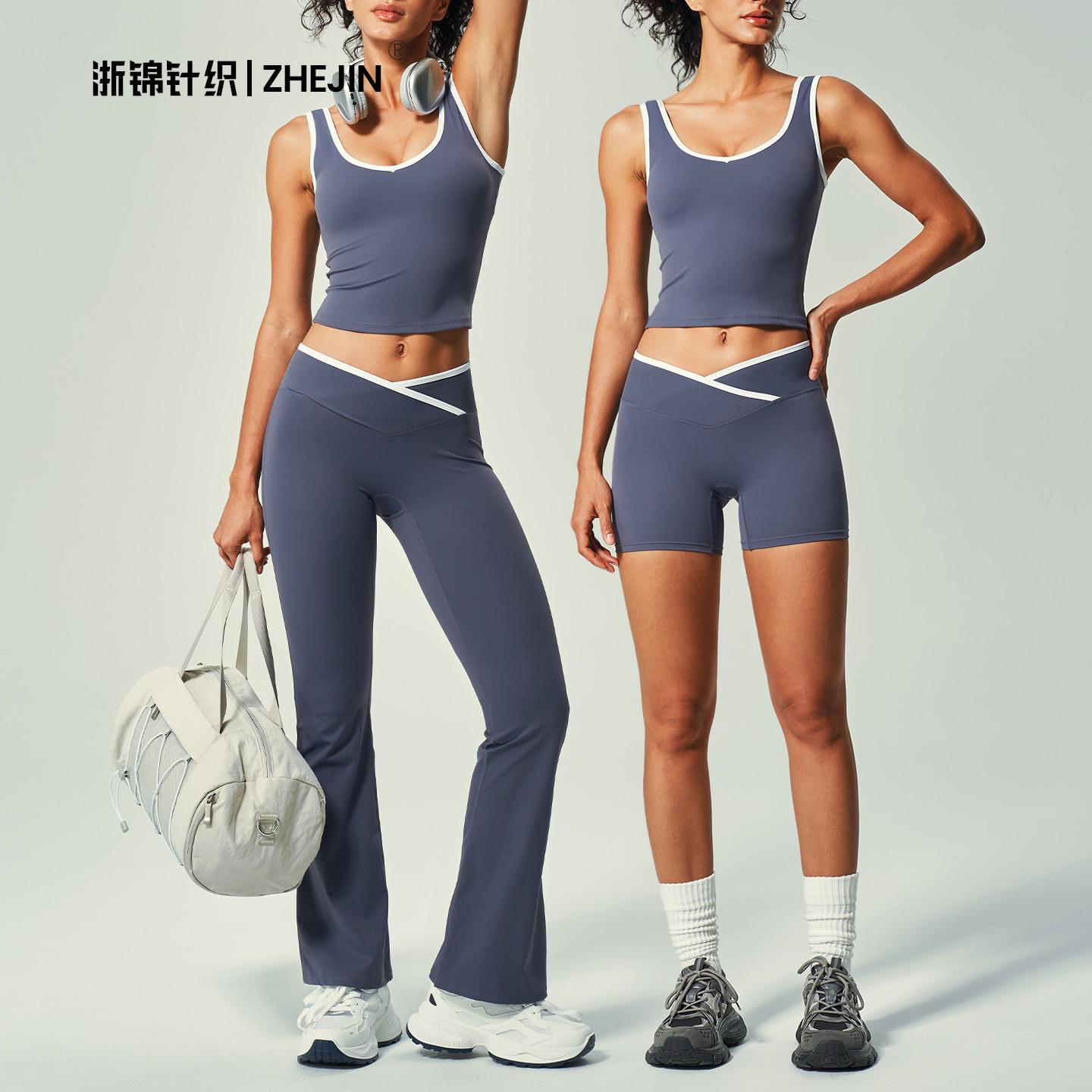 跨境欧美外贸女装普拉提跑步网球健身运动套装女瑜伽服女套装秋季