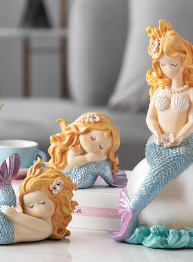 唯美美人鱼摆件家居装饰品树脂工艺品客厅饰品的家北欧摆设创意