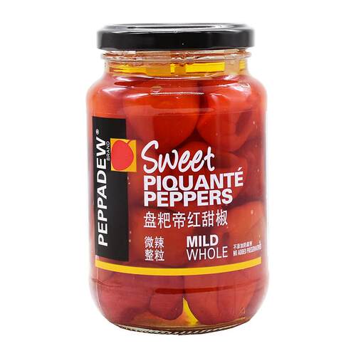 南非进口盘粑帝红甜椒整粒400g黄甜椒罐头圆辣椒微辣开胃小菜
