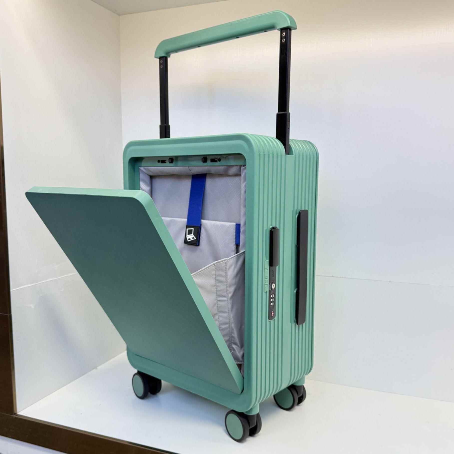 正品前开盖行李箱女20寸商务电脑登机2子02箱5新款宽箱拉杆旅行男图片