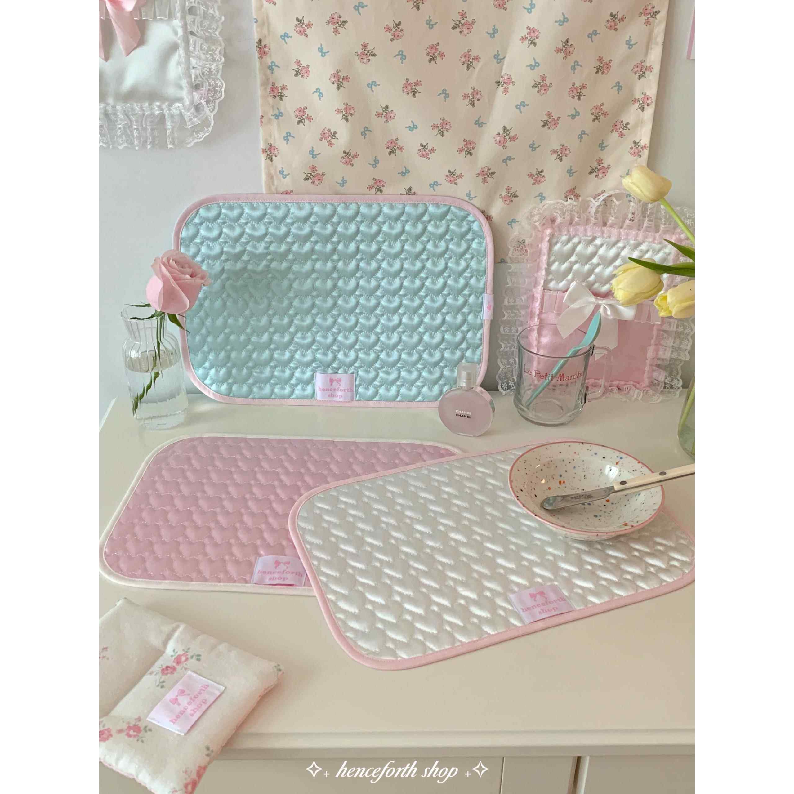 爱心绗缝包边餐垫ins风缎面自制餐垫桌垫餐巾桌面装饰摆拍少女心,居家布艺,餐垫,淘宝优惠券,粉丝福利购,淘宝优惠卷