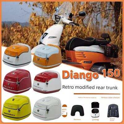 适用于标致姜戈Django150摩托车后尾箱踏板车尾箱覆古储物箱尾架