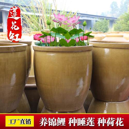 大水缸老式古法鱼缸生态造景陶瓷大缸瓦缸土陶缸庭院养荷花专用缸