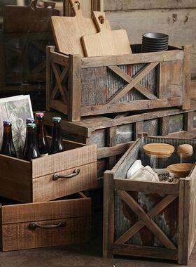 巴洛克式蔬菜种植框架生锈的铁实木花卉种植箱美国覆古旧花园花室