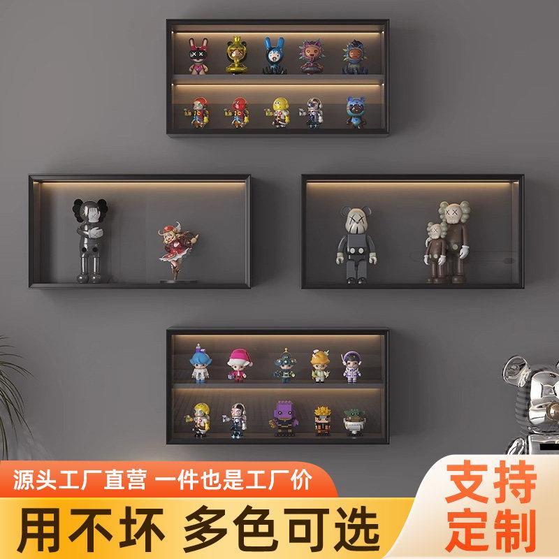 实木玻璃吊柜厨房用挂墙式客厅置物架现代简约展示柜可定制包安装图片