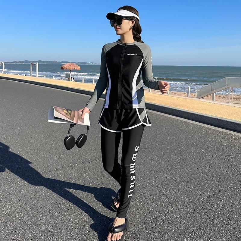 女秋款泳衣成人2025新款潜水服长袖长裤全身防晒水母服分体0830b