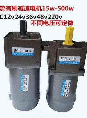 永磁直流500w齿轮减速电机马达DC24v12v220v40w200w450w碳刷电动