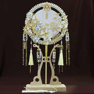 新品团扇批发结婚新娘秀禾服手工婚扇中式喜扇成品团扇9514