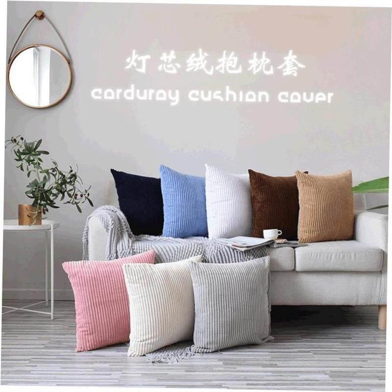 Nordic sofa pillow cushion cover corduroy striped pillowcase图片
