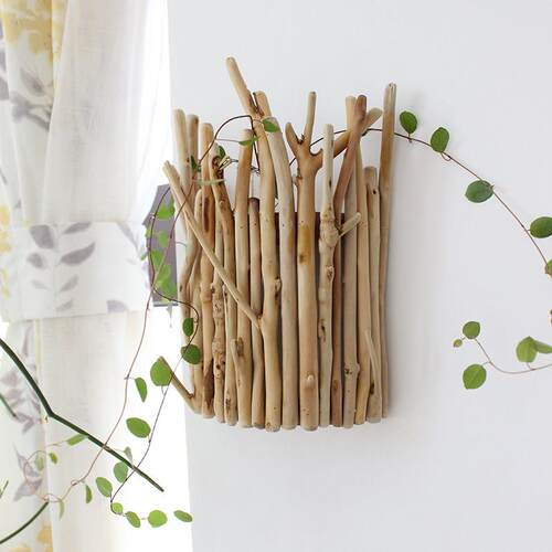 玻璃花瓶水培植物漂流木壁挂花器室内盆栽创意自然墙面