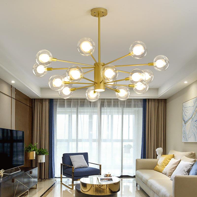 后现代简约卧室餐厅分子灯魔豆玻璃创意led金色北欧轻奢客厅吊灯