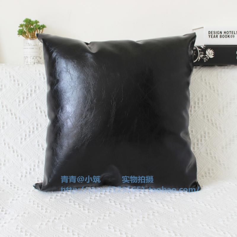 新款轻仿皮U皮奢质隔水纯色汽车沙发客厅P靠垫靠枕抱枕套 40 方45