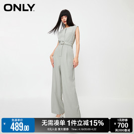 only春季时尚显瘦连体，收腰直筒长裤休闲裤女123344005